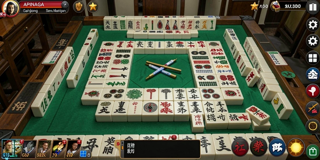 Tampilan menarik dari gameplay Mahjong APINAGA yang mengasyikkan.