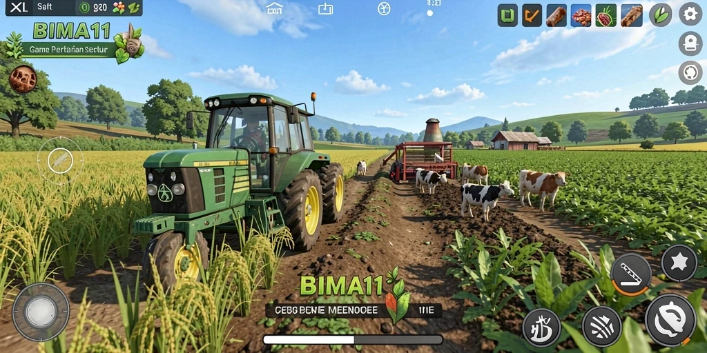Tampilan gameplay menarik dalam pertanian BIMA11 yang interaktif.