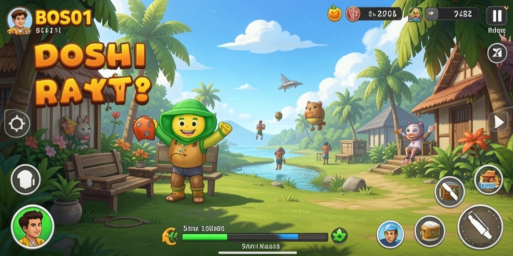 Gameplay seru BOS01 dengan grafis menawan dan karakter lucu.