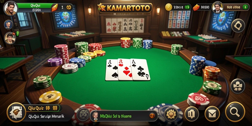 Screenshot gameplay KAMARTOTO menampilkan suasana bermain QiuQiu yang seru.