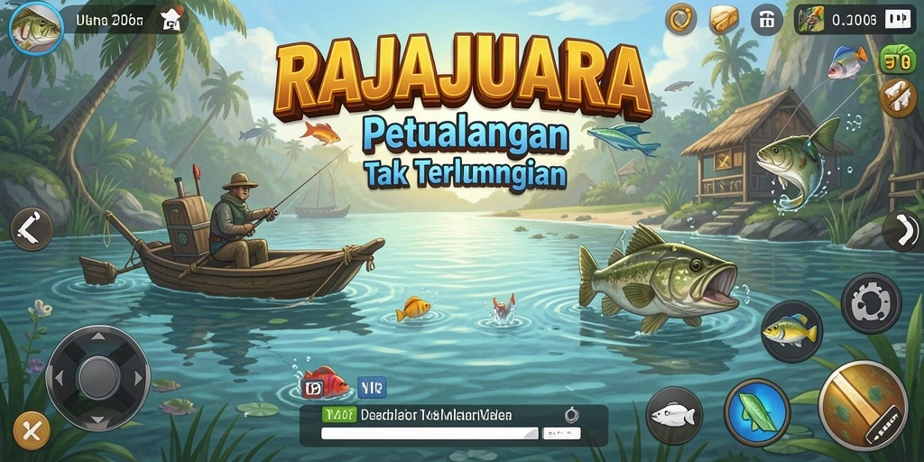 Screenshot menunjukkan momen seru saat memancing ikan besar.